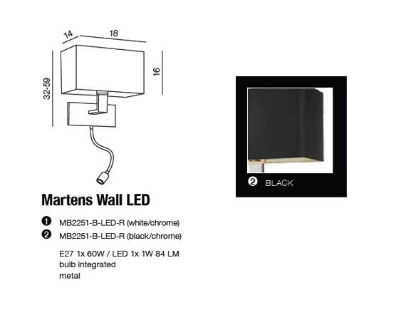 Lampa Ścienna Martens AZ1558 czarna Azzardo LED